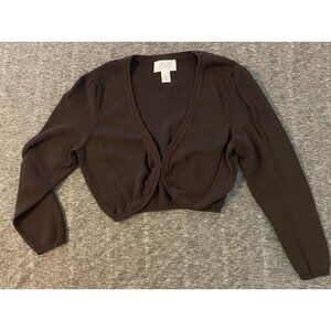 Ann Taylor Loft Petite Small Brown Cropped Cardigan Sweater Stretch Y2K